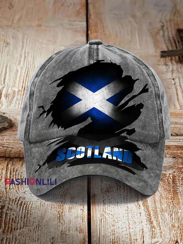 Unisex Scotland Flag Proud The Brave Printed Hat Light Gray / JM