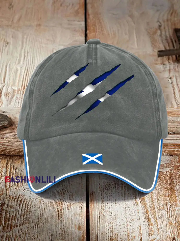 Unisex Scotland Flag Proud The Brave Printed Hat Light Gray / JM