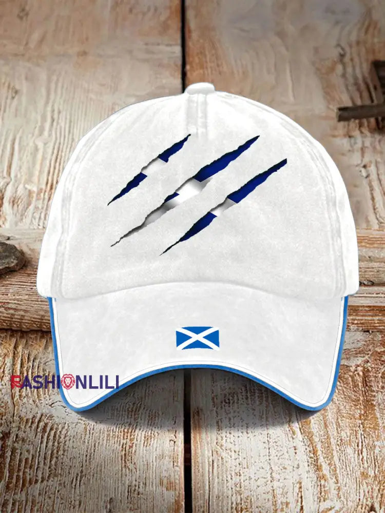 Unisex Scotland Flag Proud The Brave Printed Hat White / JM
