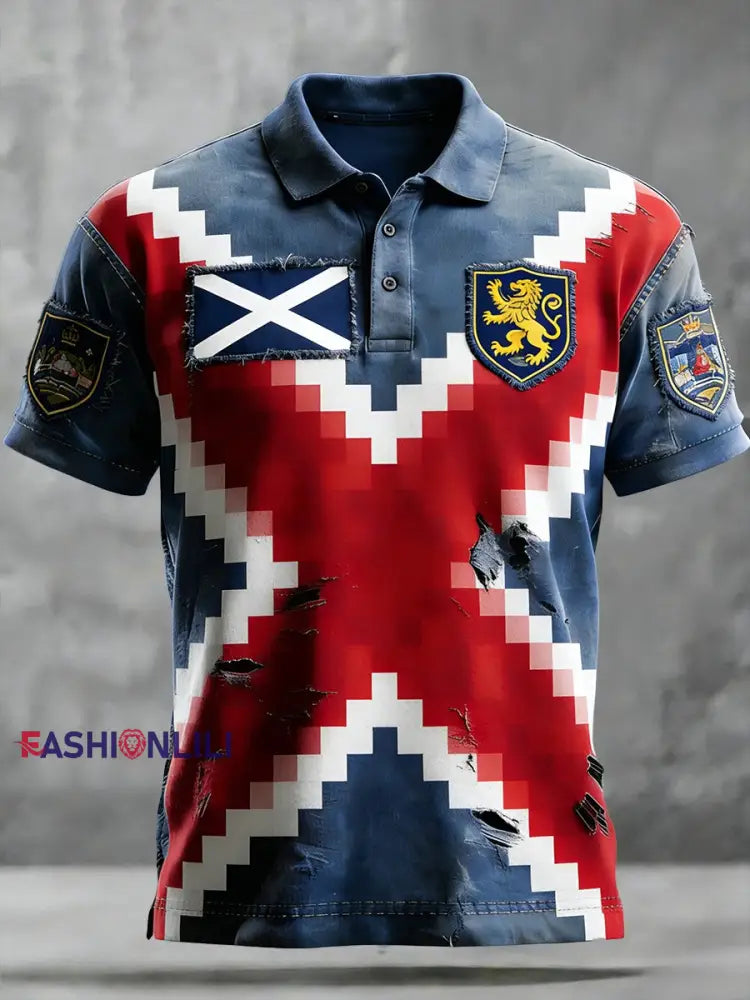 Unisex Scotland Football Lover Tartan Army Printed Comfort Short-Sleeve Polo Shirt Blue / S