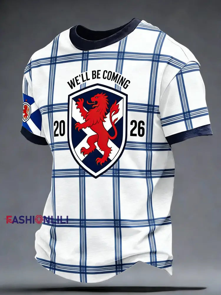 Unisex Scotland Football Lover Tartan Army Printed T-shirts White / S