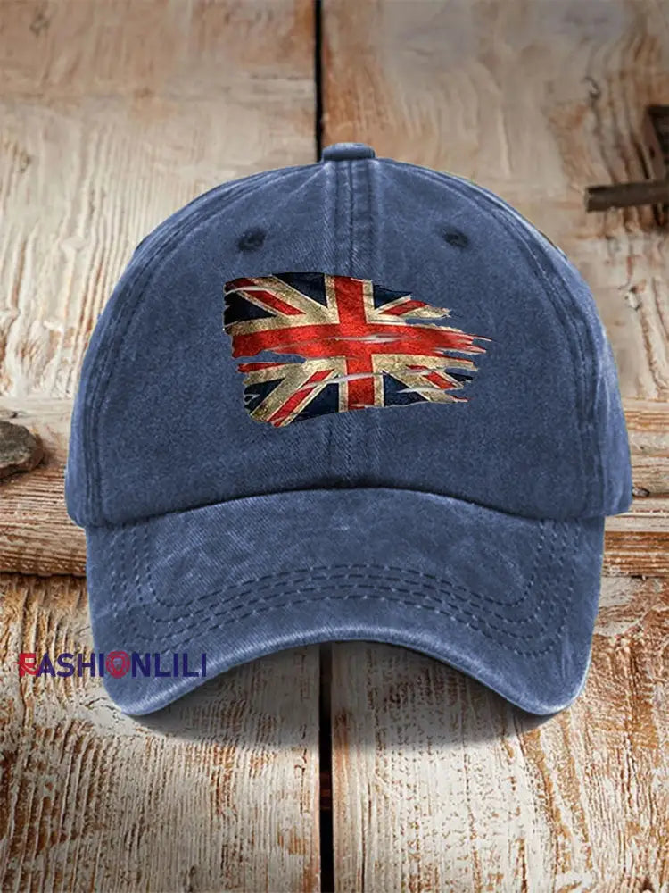 Unisex UK Flag Print Hat Navy Blue / JM