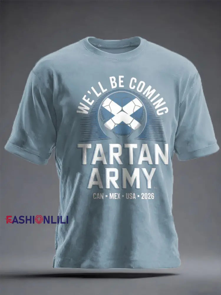 Unisex UK Football Lover Scotland We’ll Be Coming 2026 Printed T-shirt Sky Blue / S