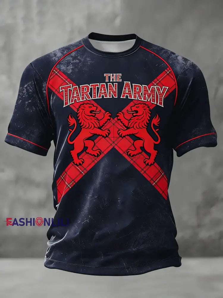 Unisex UK Football Scotland Printed Casual Cotton Short-sleeved T-shirt Navy Blue / S