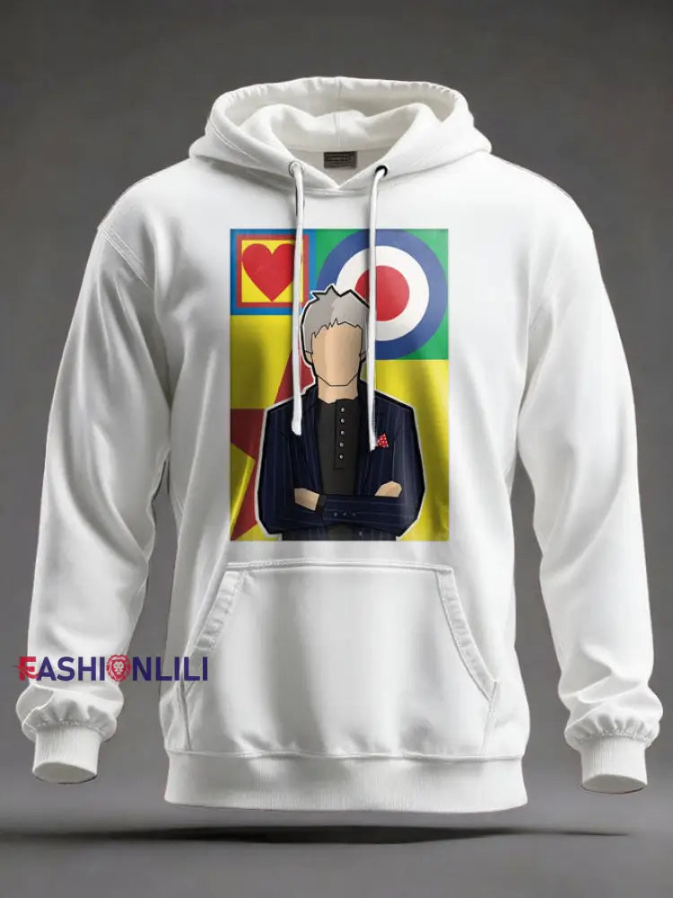 Unisex UK Mods Music Lover Printed Hoodie White / S