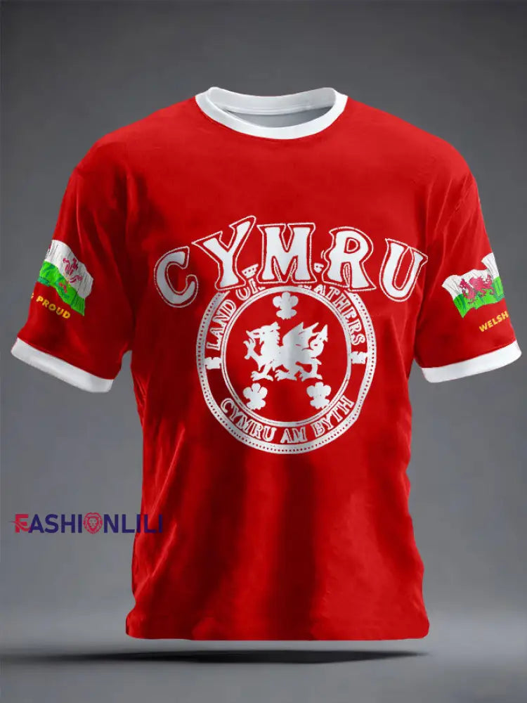 Unisex Wales Rugby Lover CYMRU Printed T-shirt Red / S
