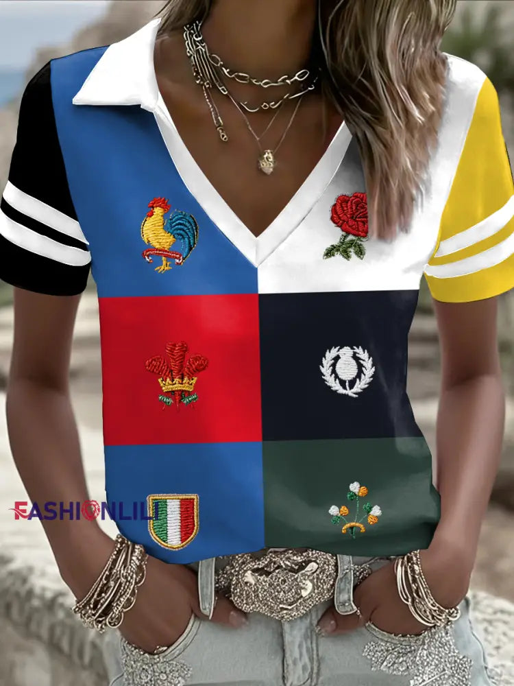 Women’s 6 Nations Rugby Art Printed T-shirt As picture / S