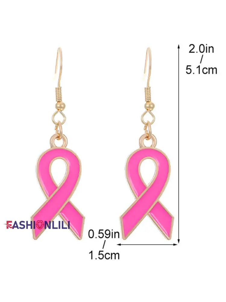 Women’s Breast Cancer Awareness Pink Ribbon Earrings Pink / ONE