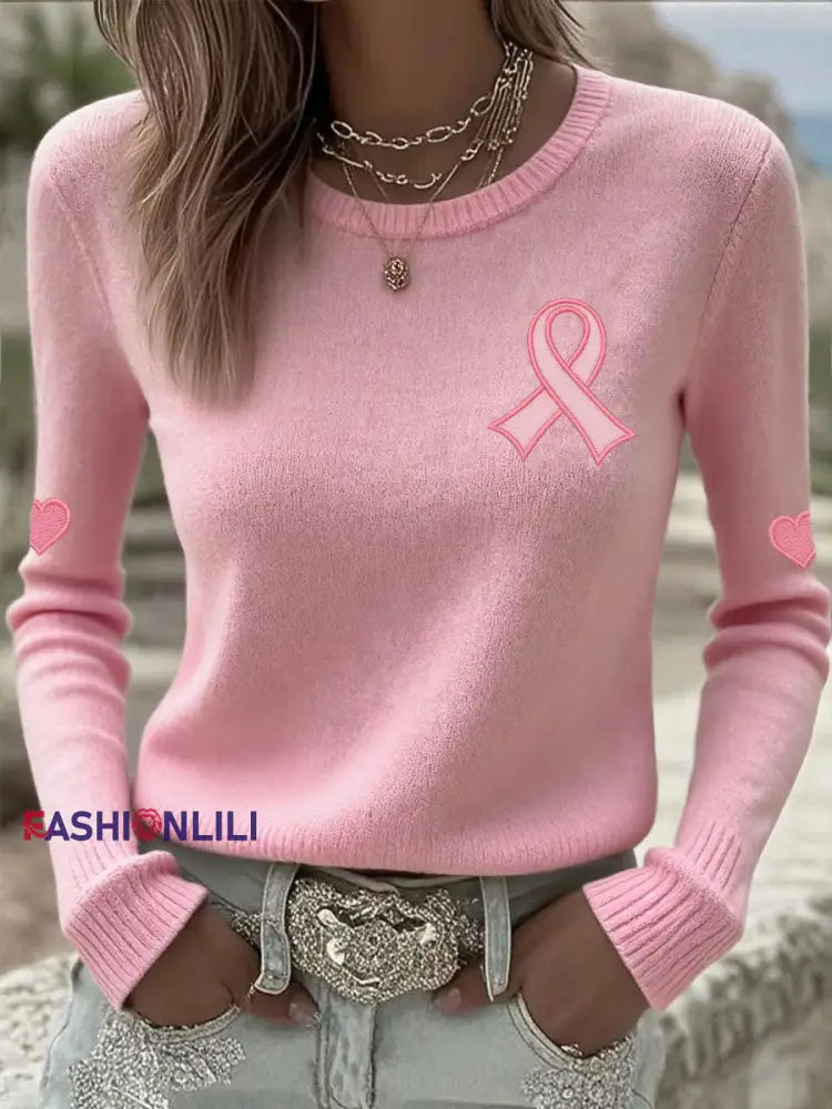 Women’s Breast Cancer Awareness Pink Ribbon Tops Pink / S