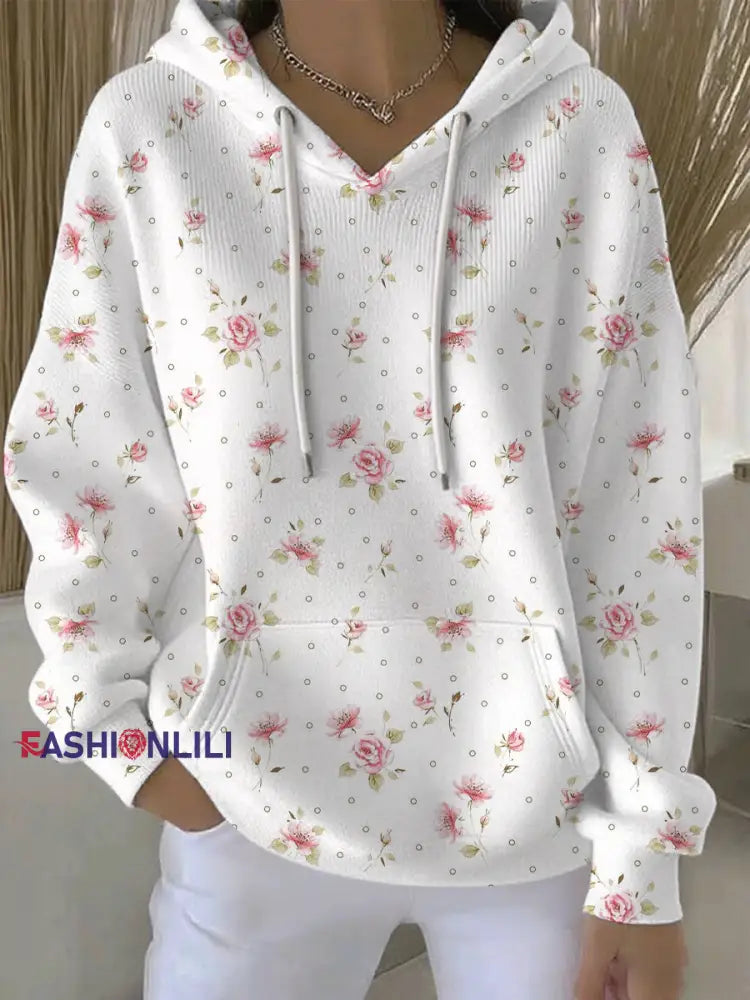 Women’s Breast Cancer Pink Print Casual Hoodie As picture / S