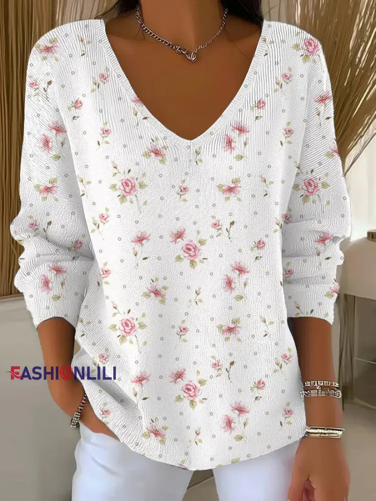 Women’s Breast Cancer Pink Printed Casual Top As picture / S