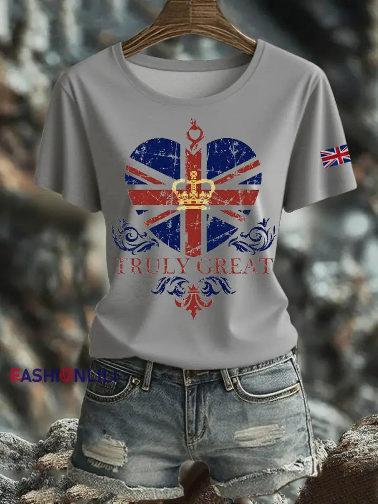 Women’s British short-sleeved T-shirt Gray / S