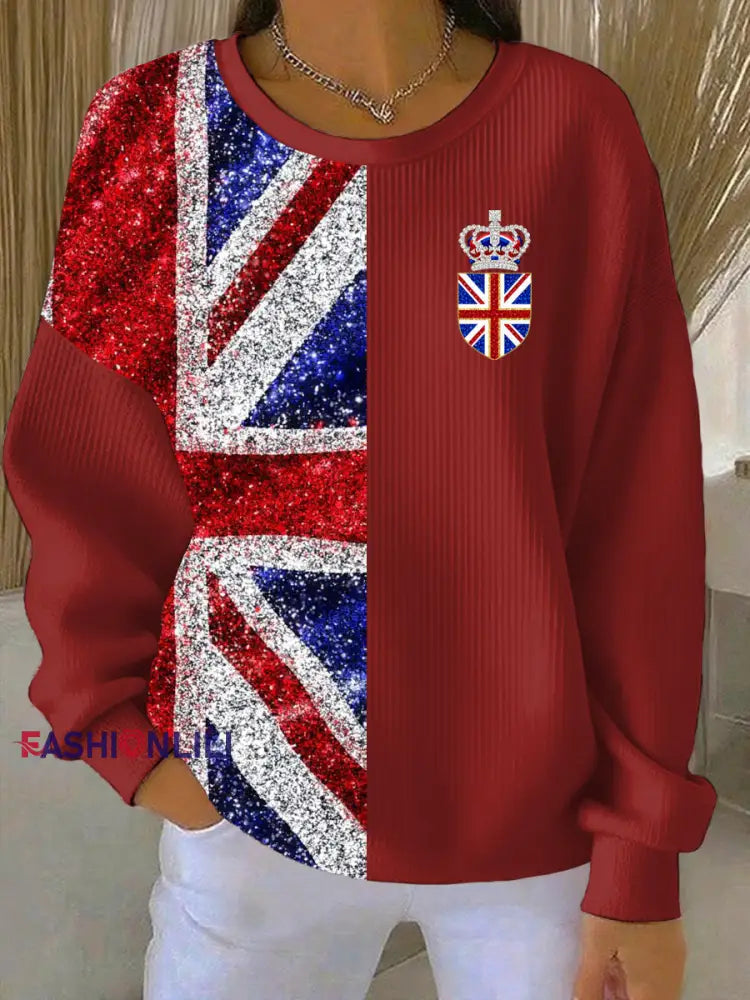 Women’s British style Print Casual Sweatshirt Red / S