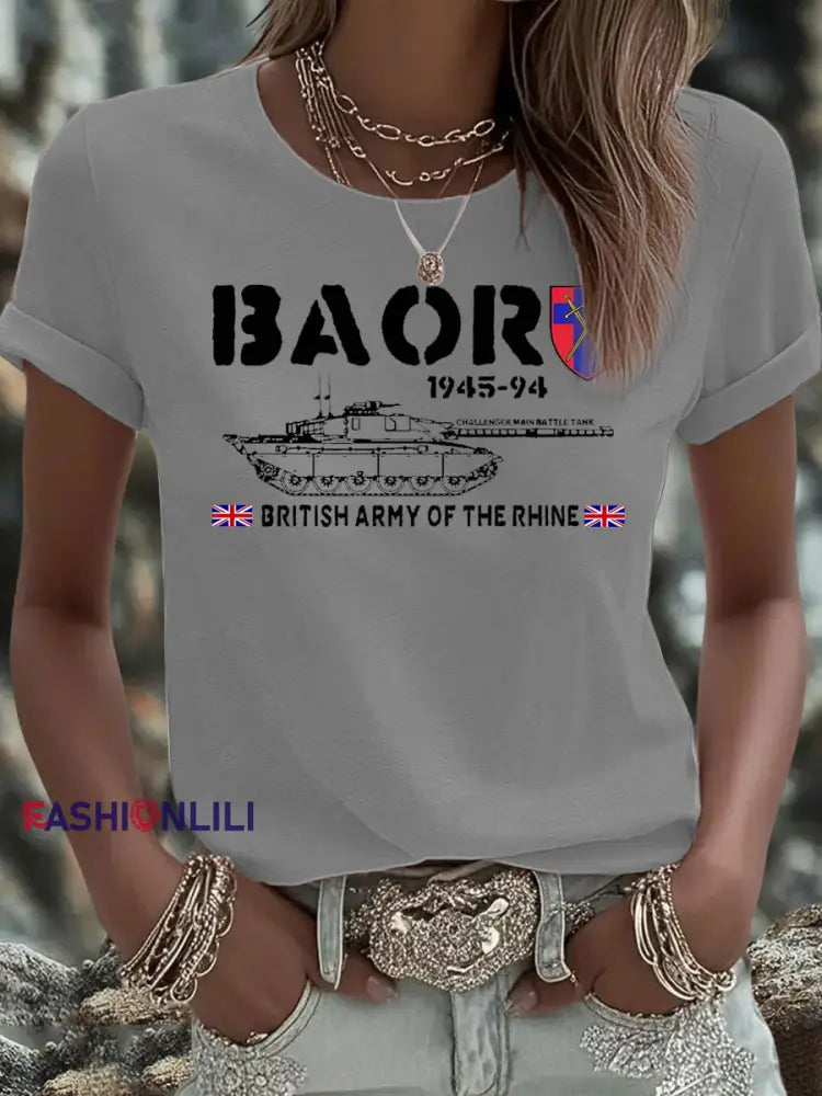 Women’s British Veteran Iron On Short Sleeve T Shirt Light Gray / S