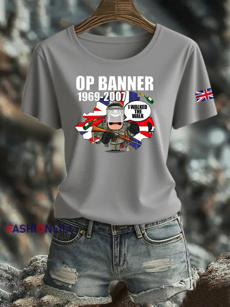 Women’s British Veteran Iron On Short Sleeve T Shirt Light Gray / S