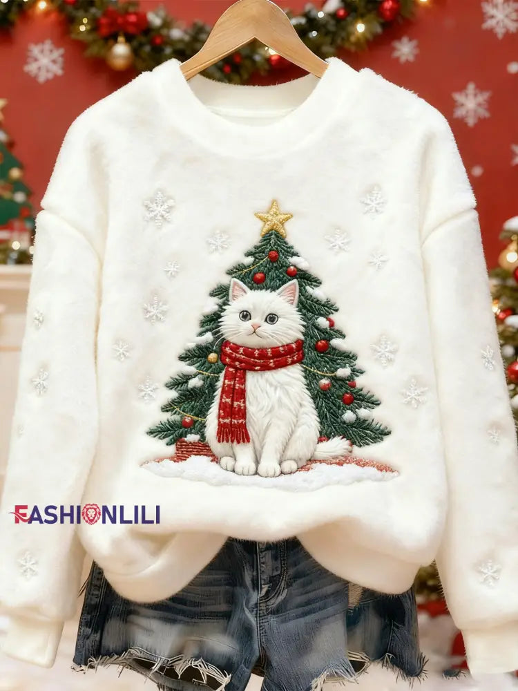 Women’s Christmas Cute Animal Art Print Casual Flannel Sweater As picture / S