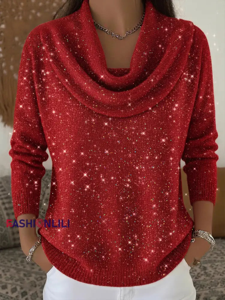 Women’s Christmas Turtleneck Casual Tops Red / S