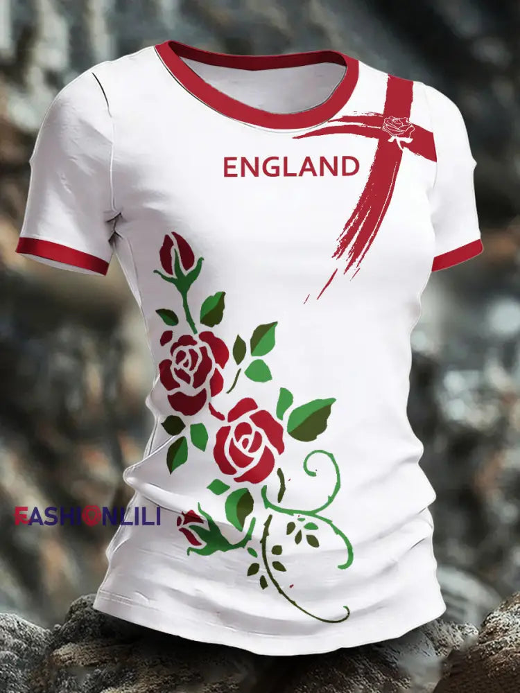 Women’s England Rugby Lover Printed T-shirt White / S