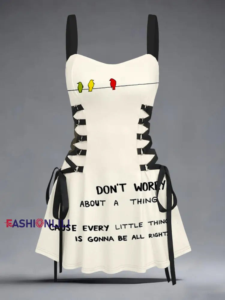 Women’s Every Little Thing Is Gonna Be All Right Print Slip Dress As picture / S