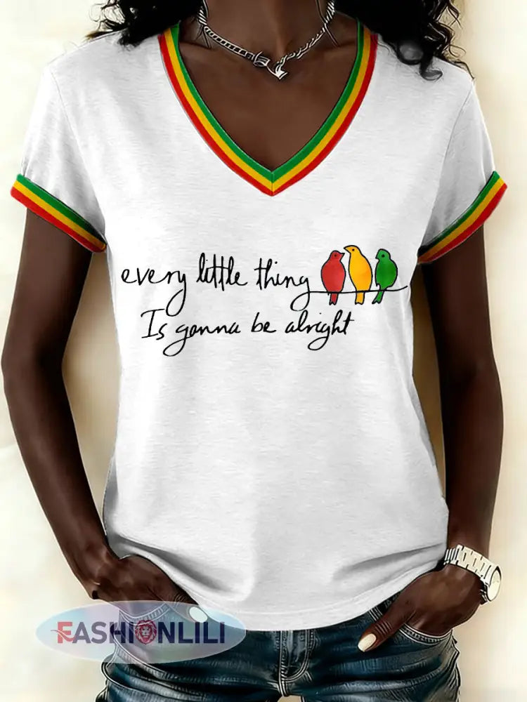 Women’s ’Every Little Thing Is Gonna Be Alright’ T-Shirt White / S