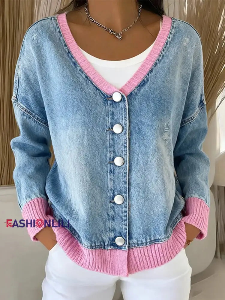 Women’s Fashion Patchwork Design Cardigan As picture / S