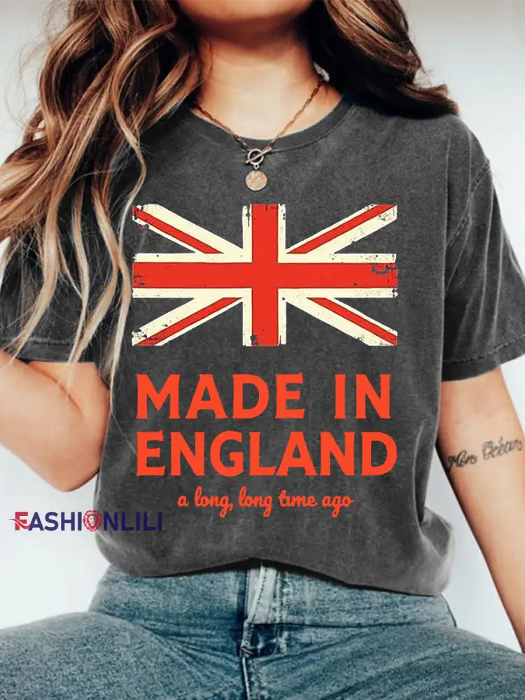 Women’s Funny Made In England A Long Long Time Ago Casual Tee Dark Gray / S