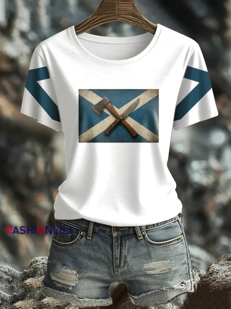 Women’s Girl’s Power Scotland Printed T shirt White / S