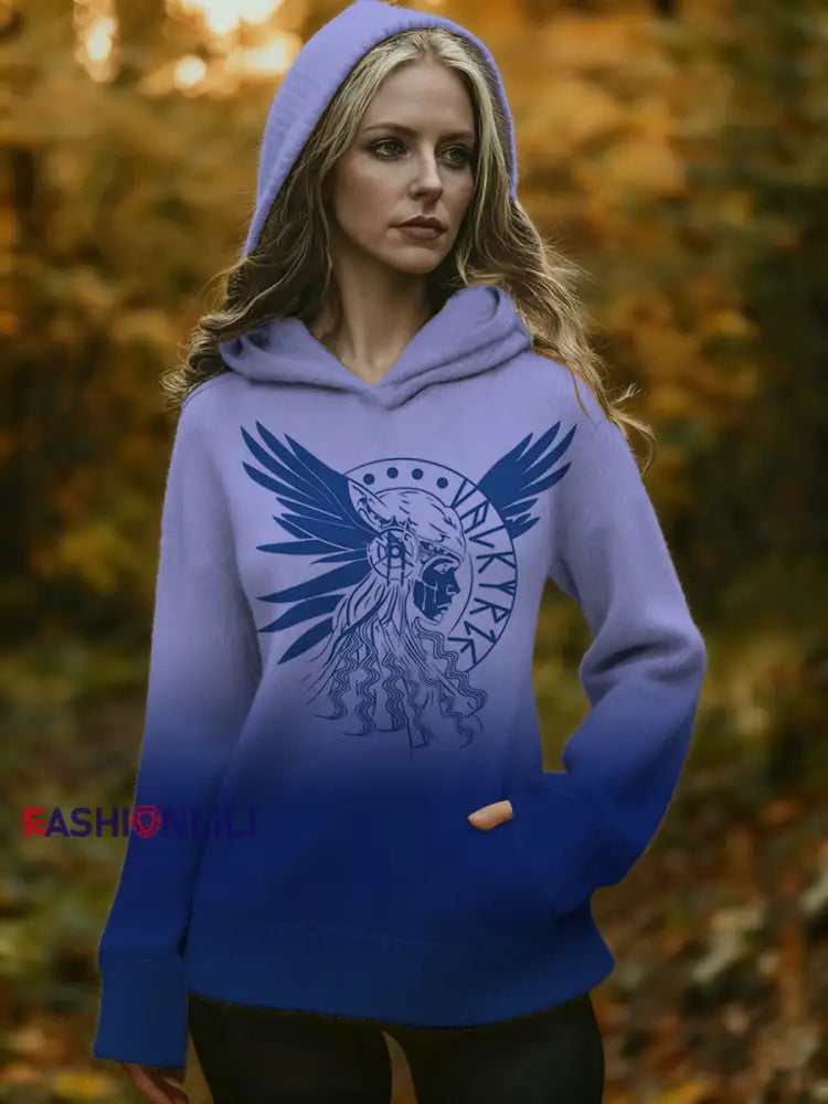 Women’s Gradient Norse Warrior Print Hooded Sweater Multicolour / S
