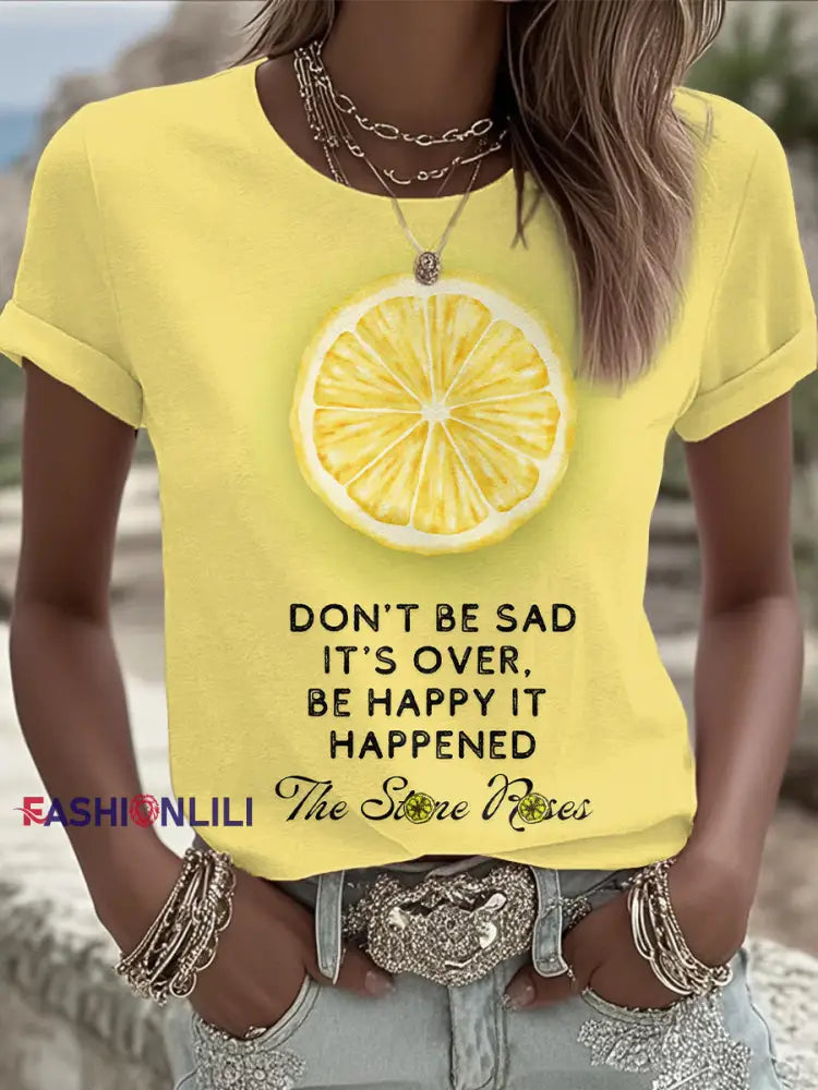 Women’s I Wanna Be Adored Lemon Roses Music Lover Printed T-shirt Yellow / S