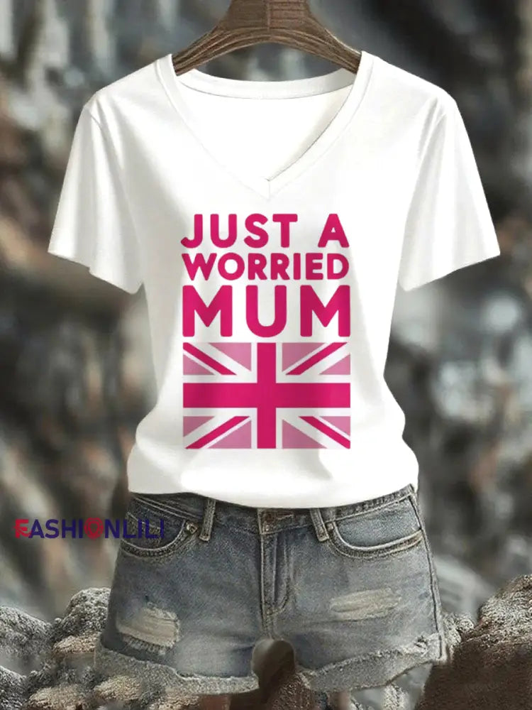 Women’s Just A Worried Mum short sleeved T shirt White / S