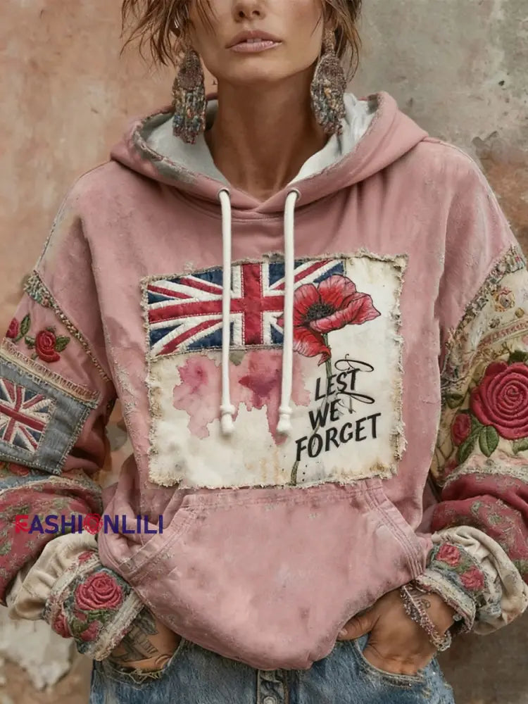 Women’s Lest We Forget hoodie Pink / S