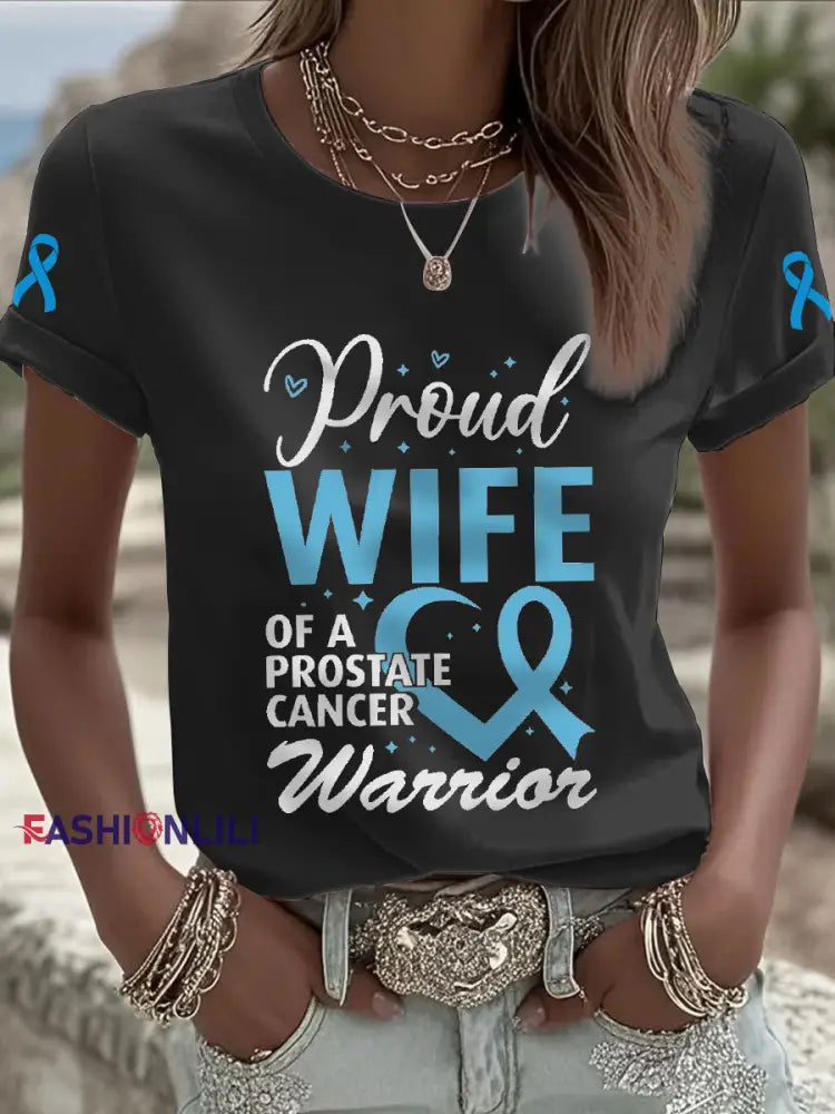Women’s Prostate Cancer Awareness Wife T Shirt Black / S