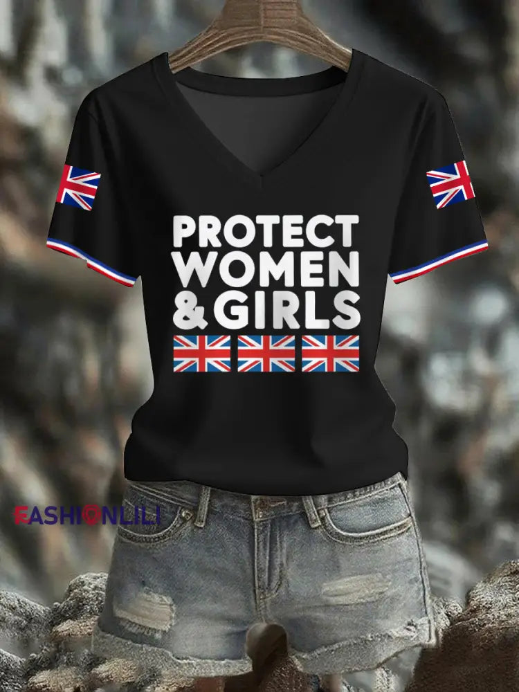 Women’s Protect Women and Girls UK short-sleeved T-shirt Black / S