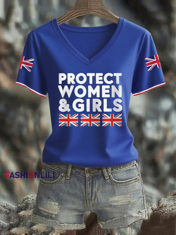 Women’s Protect Women and Girls UK short-sleeved T-shirt Royal Blue / S