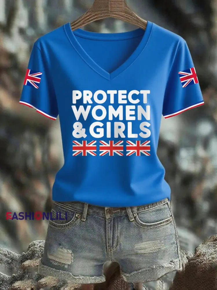 Women’s Protect Women and Girls UK short-sleeved T-shirt Sky Blue / S