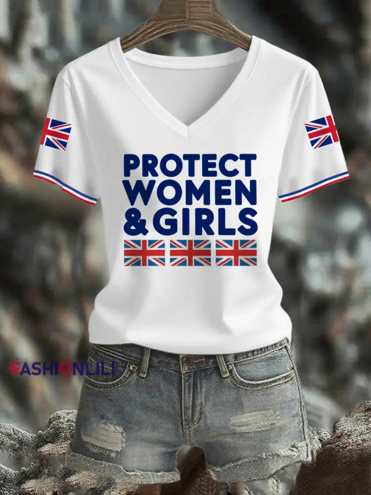 Women’s Protect Women and Girls UK short-sleeved T-shirt White / S