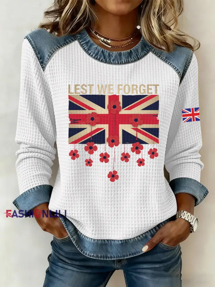 Women’s Remembrance Day Print Waffle Sweatshirt White / S