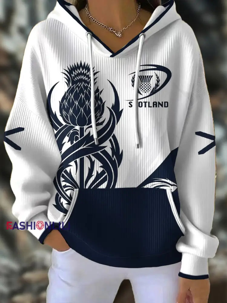 Women’s Scotland Rugby Lover Printed Hoodie White / S