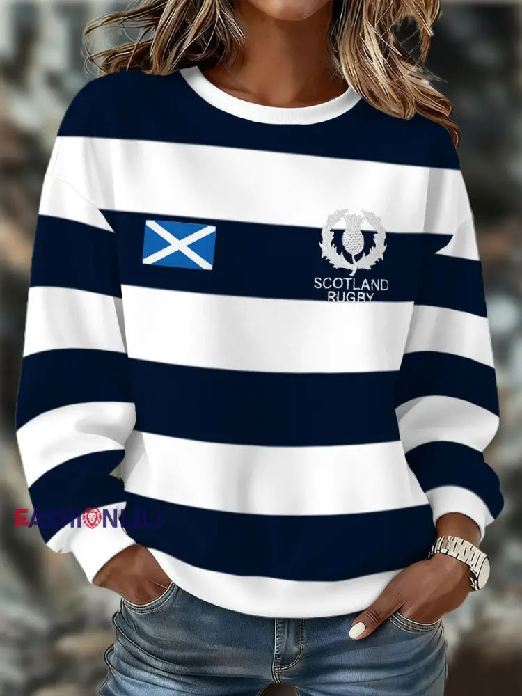 Women’s Scotland Rugby Lover Printed Sweatshirt As picture / S