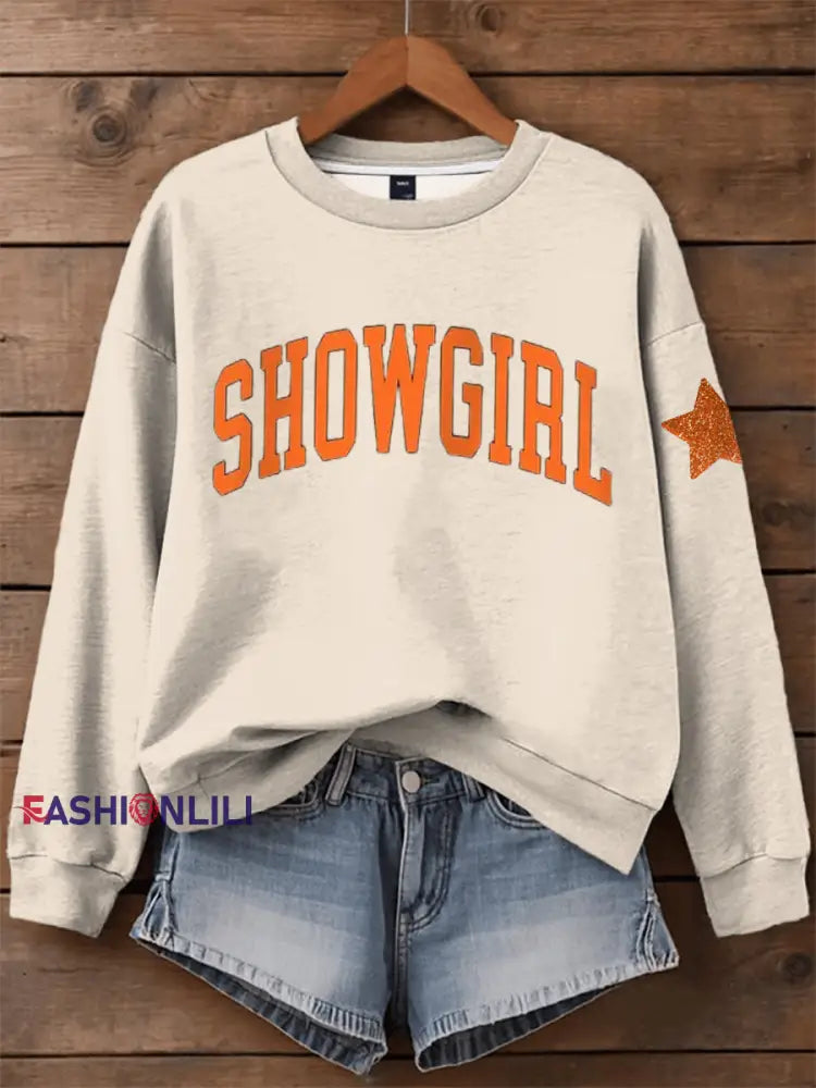 Women’s Showgirl Print Music Fan Sweatshirt Apricot / S