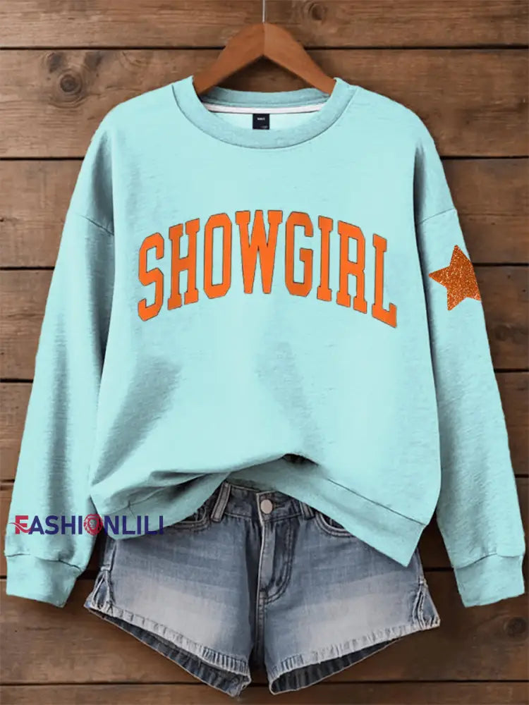 Women’s Showgirl Print Music Fan Sweatshirt Blue-Green / S