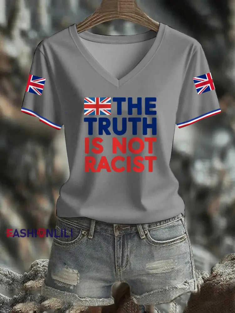 Women’s The Truth Is Not Racist UK short-sleeved T-shirt Gray / S