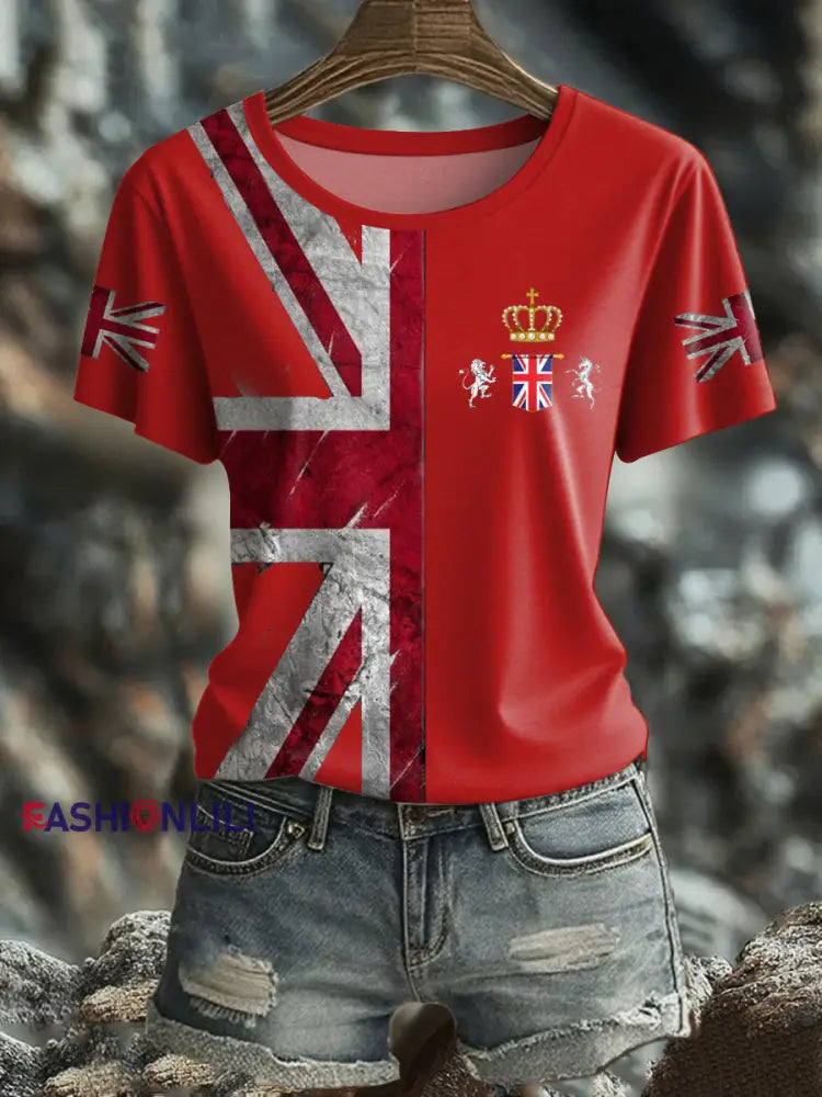 Women’s UK Flag Pride Printed T-Shirt Red / S