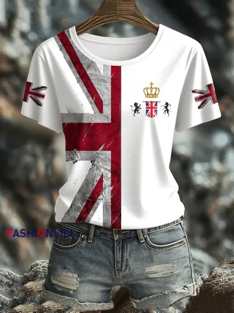 Women’s UK Flag Pride Printed T-Shirt White / S