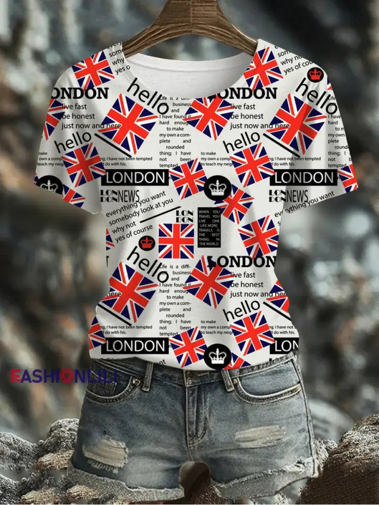 Women’s UK Flag Printed T-shirt As picture / S