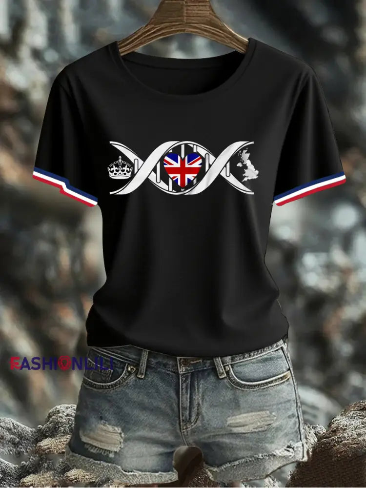 Women’s UK Flag Printed T-shirt Black / S