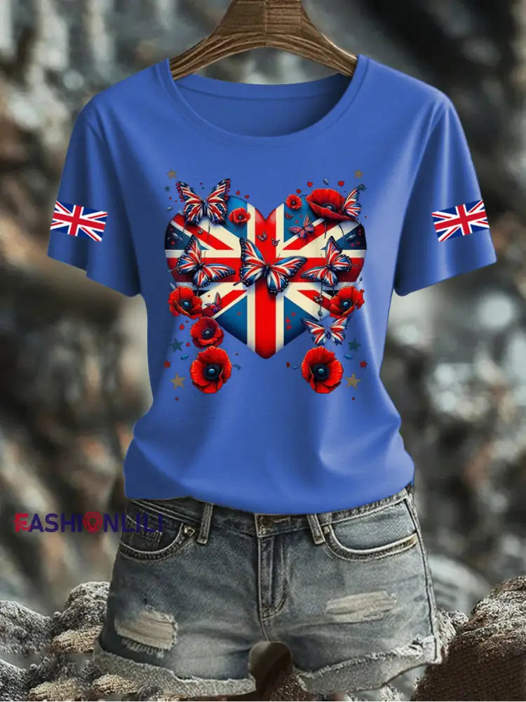 Women’s UK Flag Printed T-shirt Blue / S