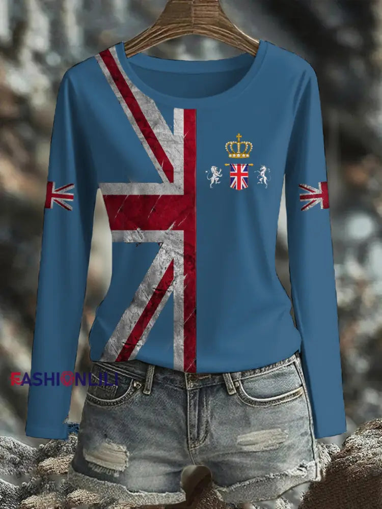 Women’s UK Flag Printed T-shirt Blue / S