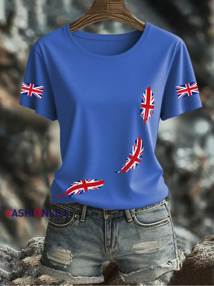 Women’s UK Flag Printed T-shirt Blue / S