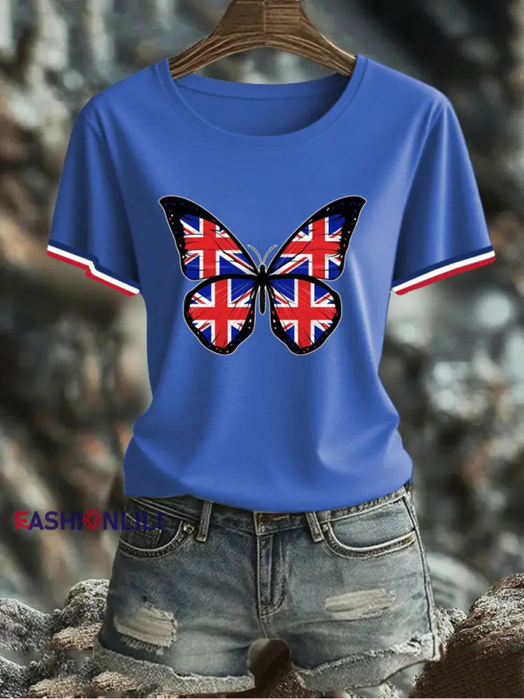Women’s UK Flag Printed T-shirt Blue / S